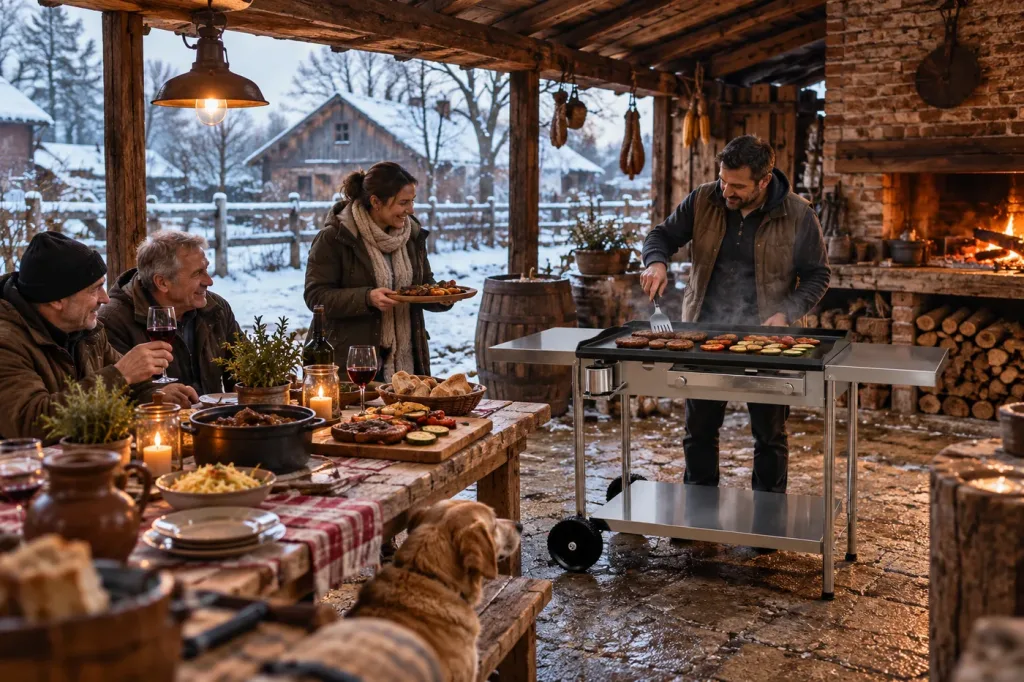 Pečenje na plinskom roštilju Furlan u jesen i zimu